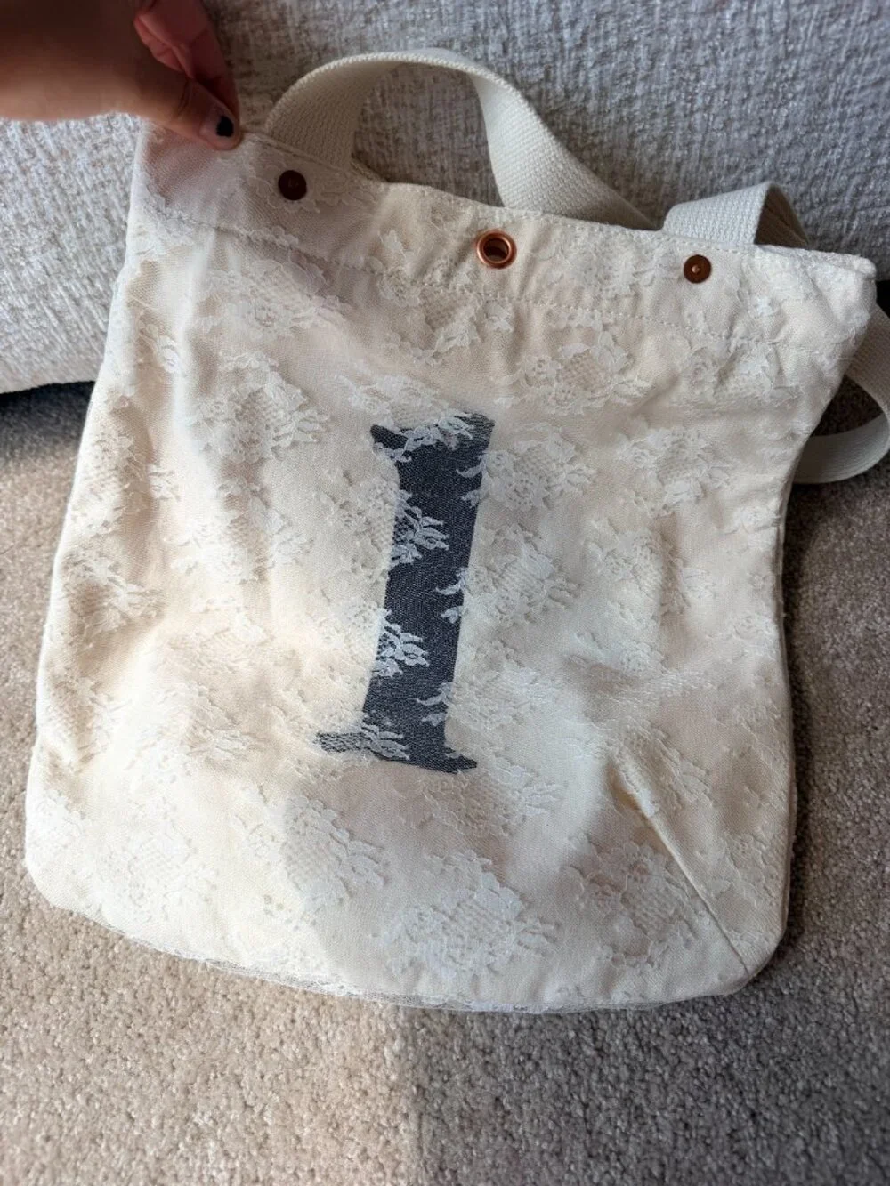 FEED Love Lace Wedding Canvas Tote Bag w/ Heart Design